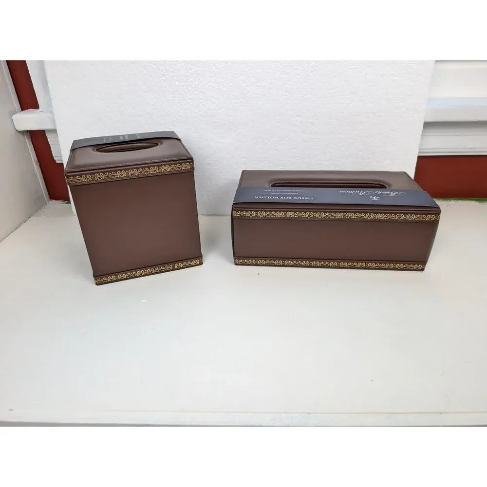 Brooks Brothers Sheep Tissue Box Holder Leather Old Money Equestrian Preppy NWT